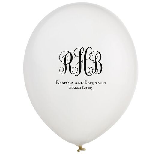 Fancy Script Monogram with Text Latex Balloons